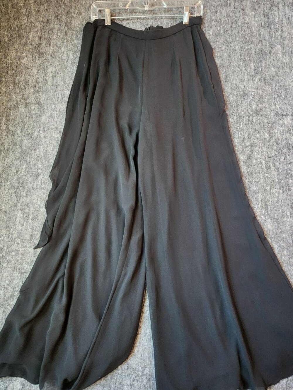 JS Boutique Black Wide Leg Palazzo Pants Size 6 Side Drape Detail